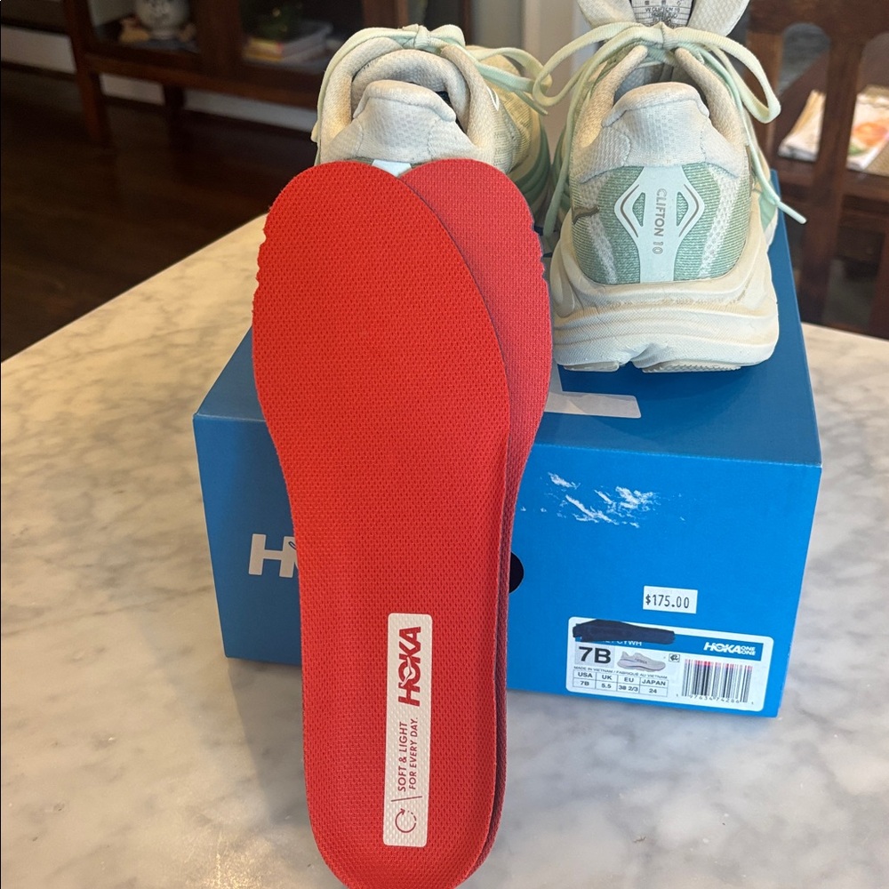 Hoka Women's sea green Clifton 10 Athletic Shoes - Picture 4 of 8